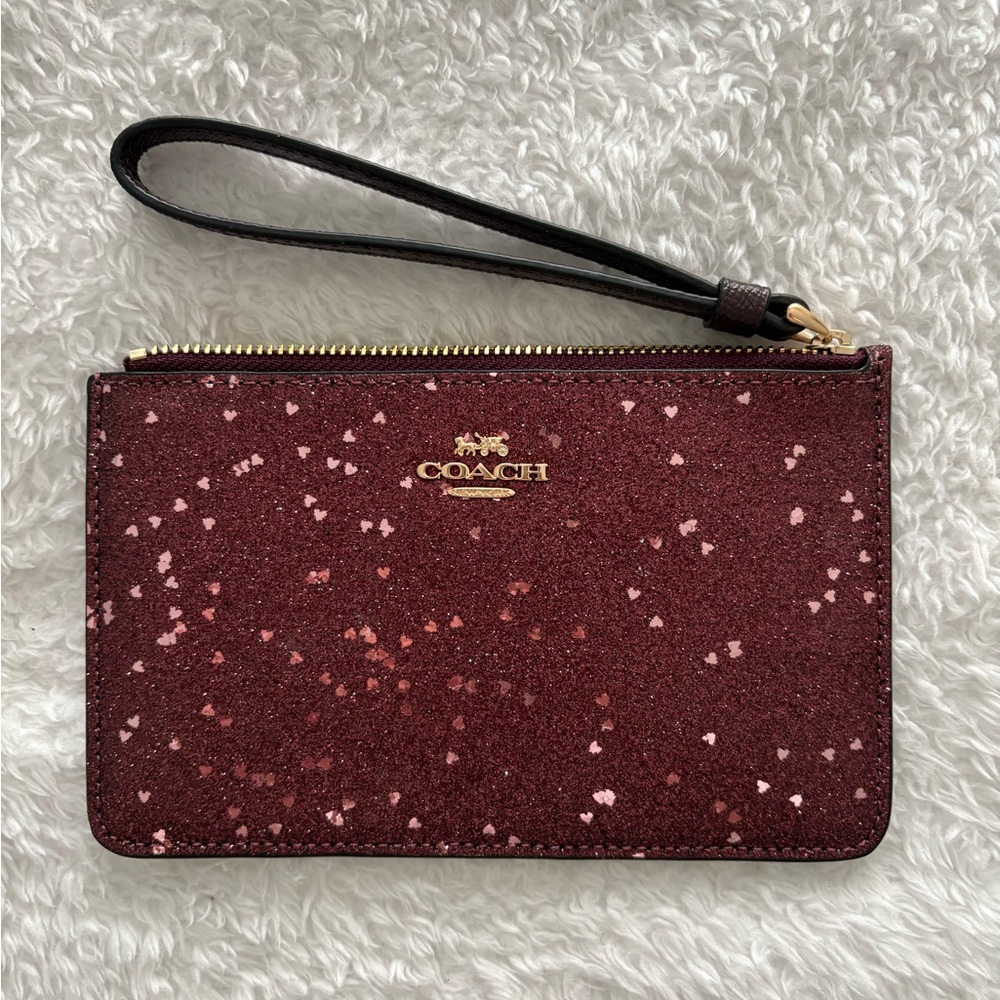 Coach Glittery Maroon Wristlet Clutch